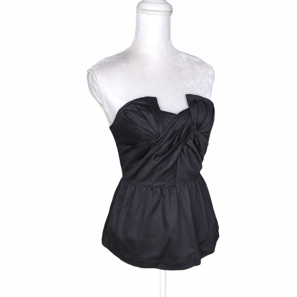 Anthropologie Tops - Anthropologie Odille black strapless peplum top